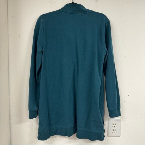 Soft Surroundings Teal Blue Snap Henley Tunic Top Long Sleeve Sweater Womens M - Picture 12 of 12
